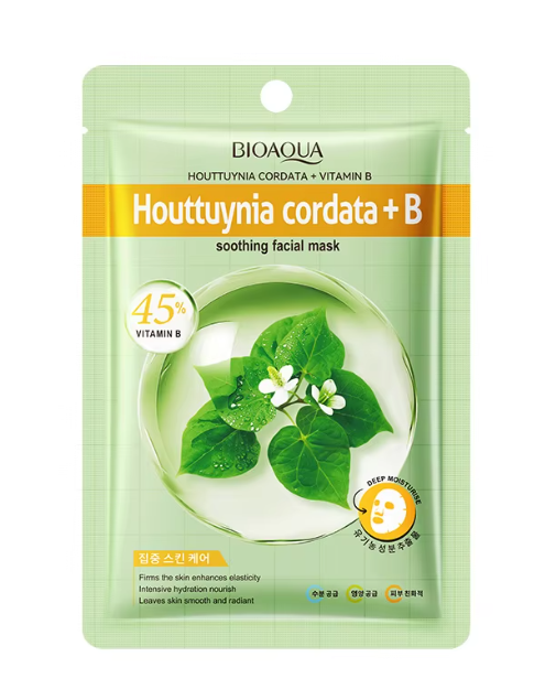 Маска для лица в форме сердца с экстрактом хауттюйнии и витамином B